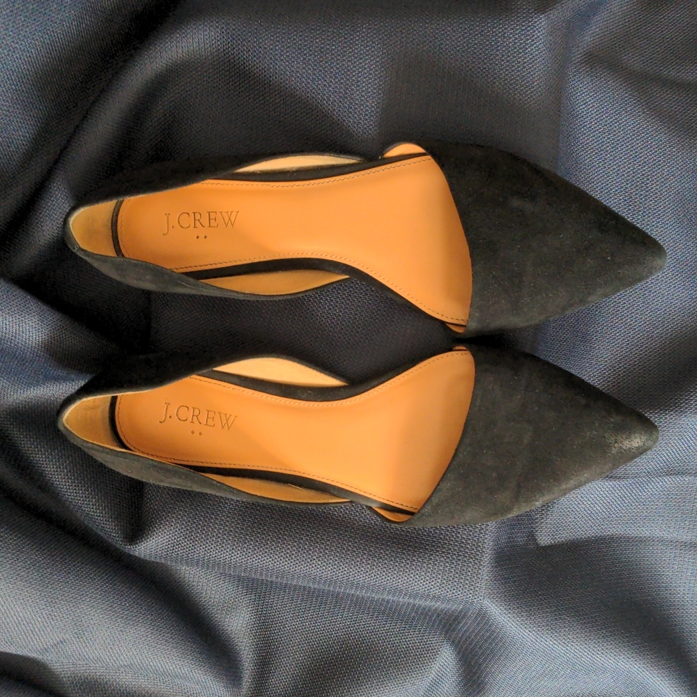 J Crew Factory Women's Zoe Black Suede D'orsay Flats size 9.5